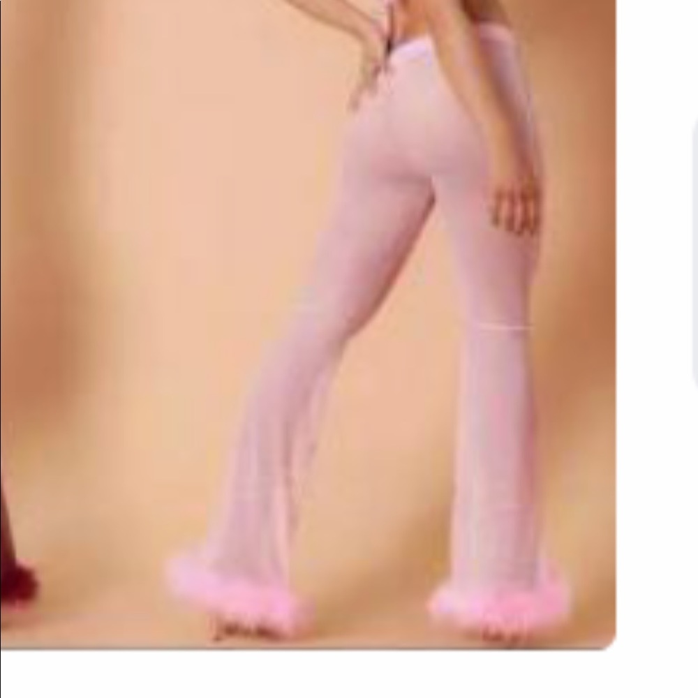 Pink furry bottom see through pants